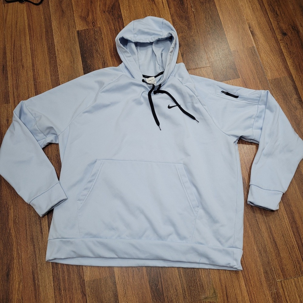 Nike Therma-FIT Hoodie Mens XXL Light Blue Fleece Pullover Sweatshirt DQ4842-412